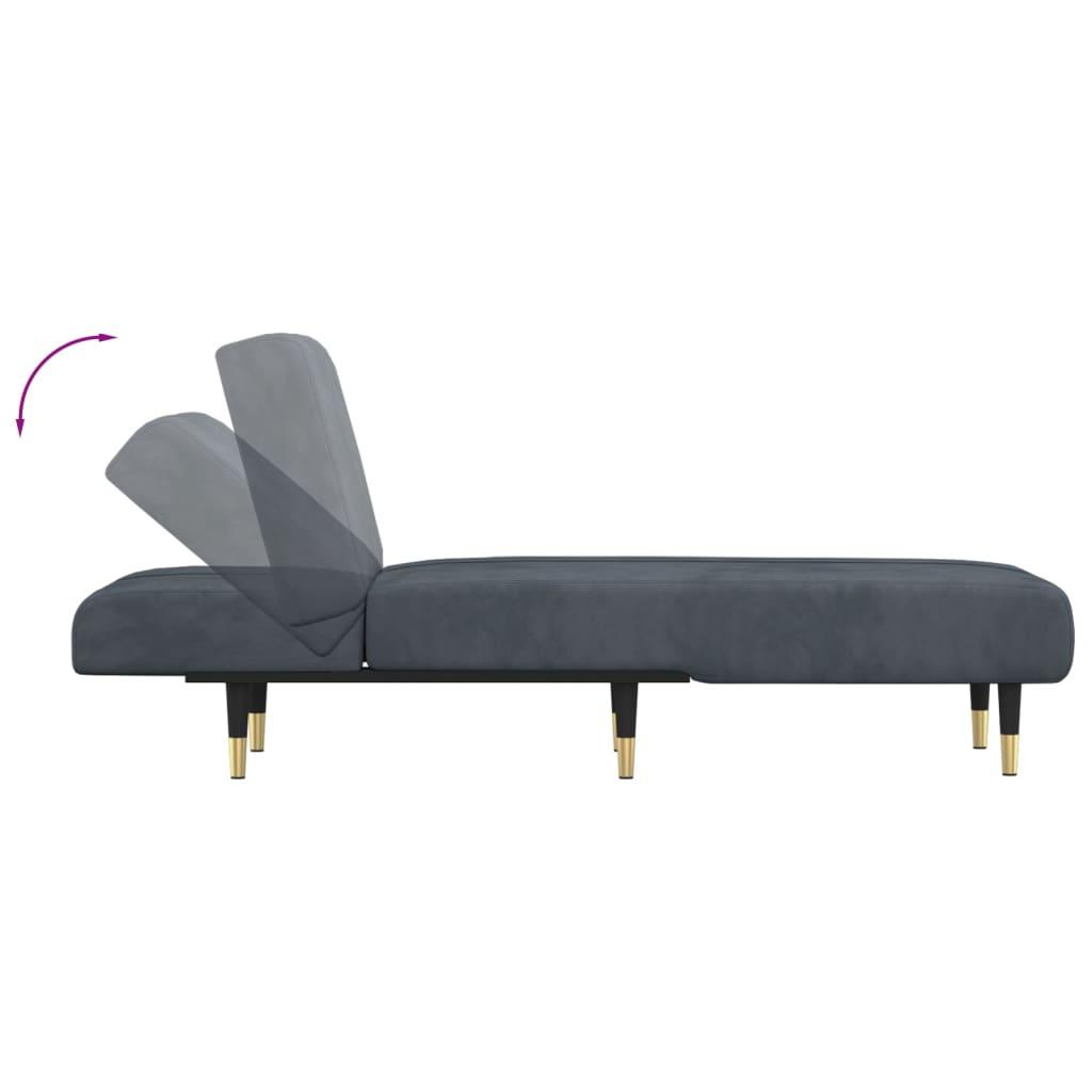 Chaise Longue Dark Grey Velvet