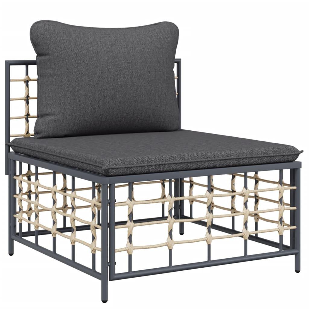 3 Piece Garden Lounge Set with Cushions Anthracite Poly Rattan