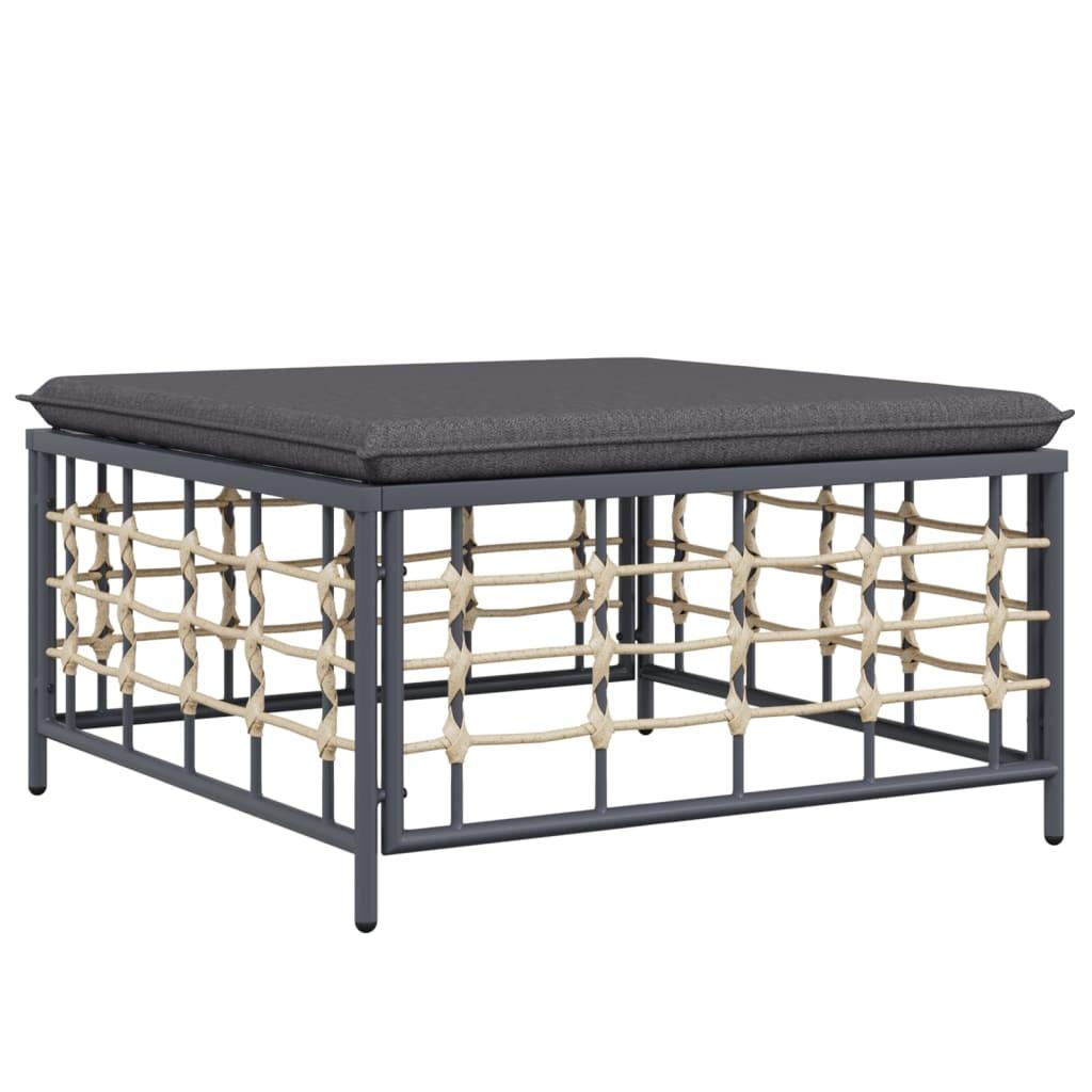 3 Piece Garden Lounge Set with Cushions Anthracite Poly Rattan