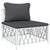 3 Piece Garden Lounge Set with Cushions White Steel