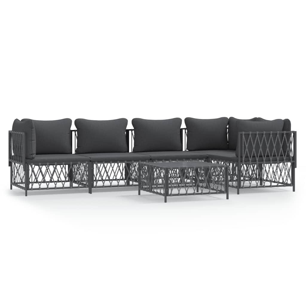 6 Piece Garden Lounge Set with Cushions Anthracite Steel
