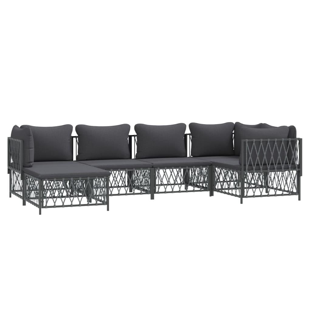 6 Piece Garden Lounge Set with Cushions Anthracite Steel