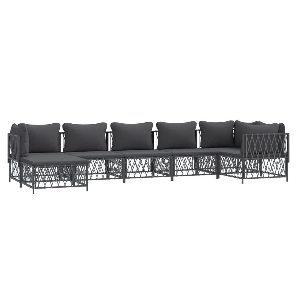7 Piece Garden Lounge Set with Cushions Anthracite Steel