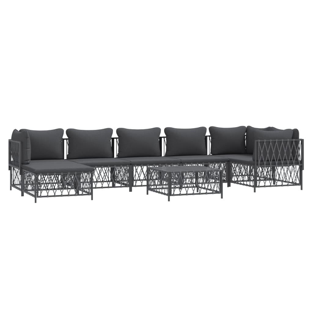 8 Piece Garden Lounge Set with Cushions Anthracite Steel