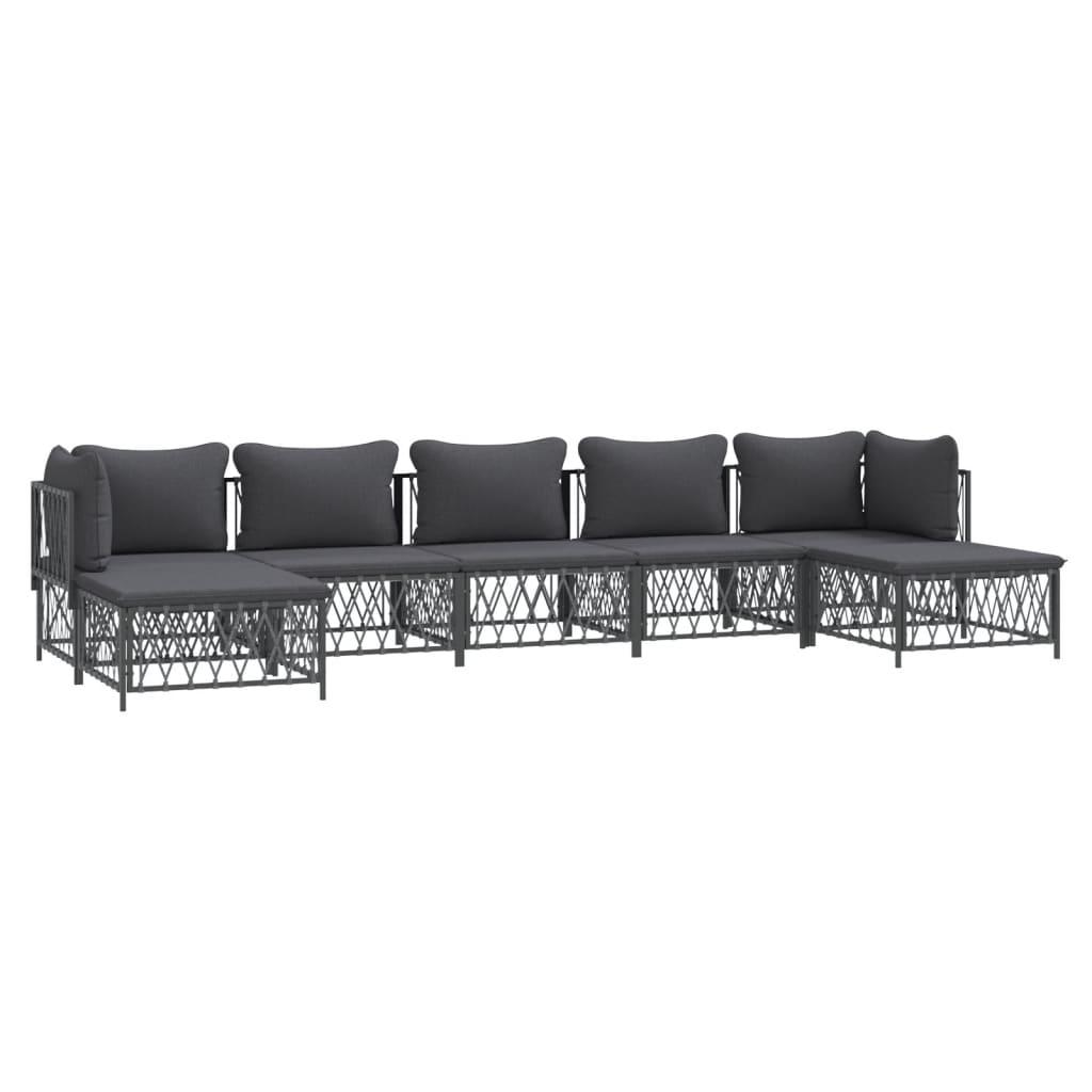 7 Piece Garden Lounge Set with Cushions Anthracite Steel