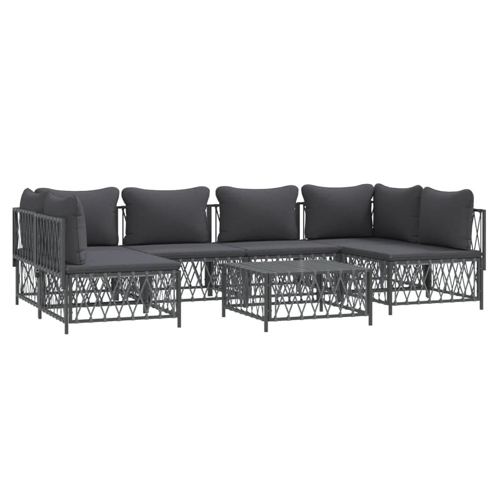 7 Piece Garden Lounge Set with Cushions Anthracite Steel