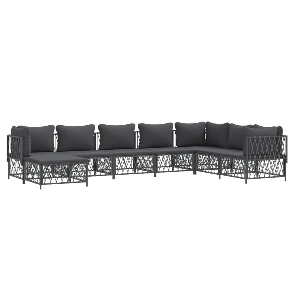 8 Piece Garden Lounge Set with Cushions Anthracite Steel