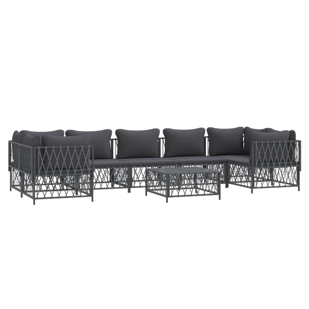 8 Piece Garden Lounge Set with Cushions Anthracite Steel