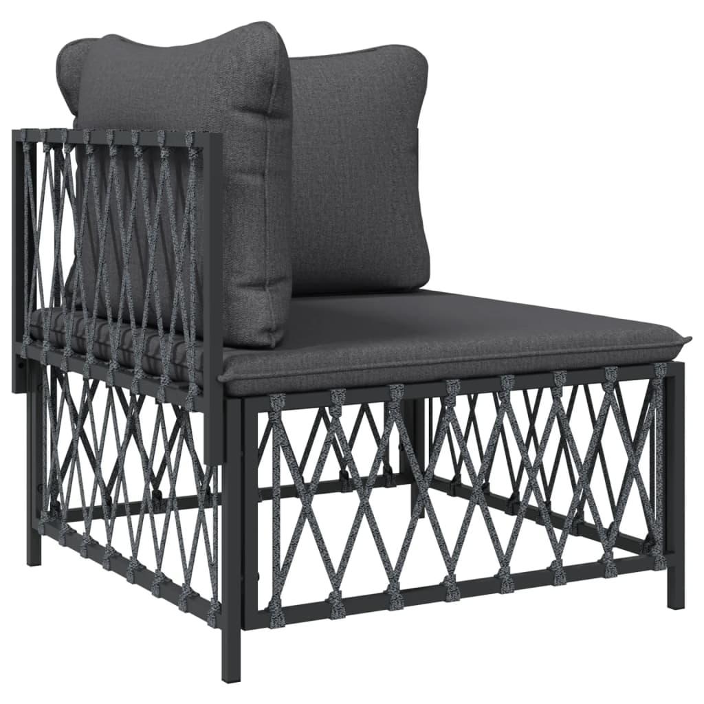 11 Piece Garden Lounge Set with Cushions Anthracite Steel