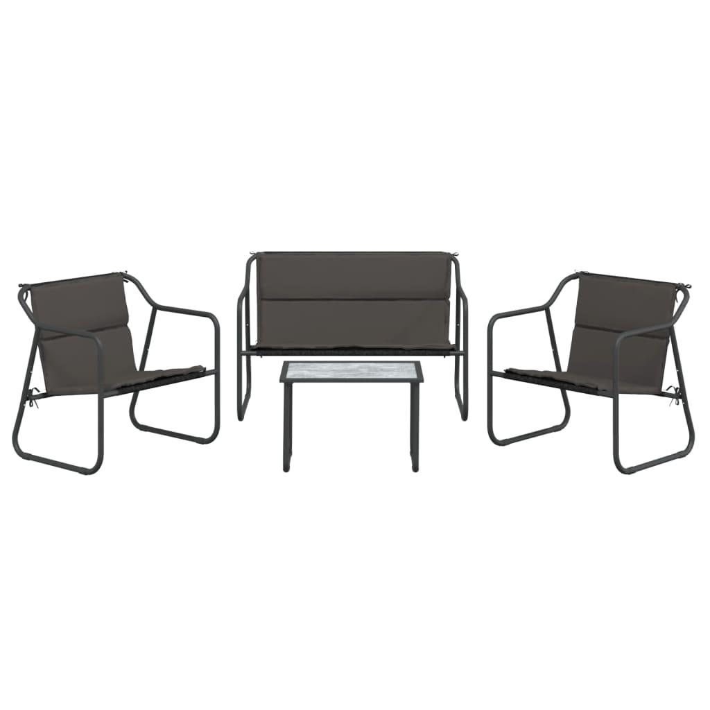4 Piece Garden Lounge Set with Cushions Anthracite Steel