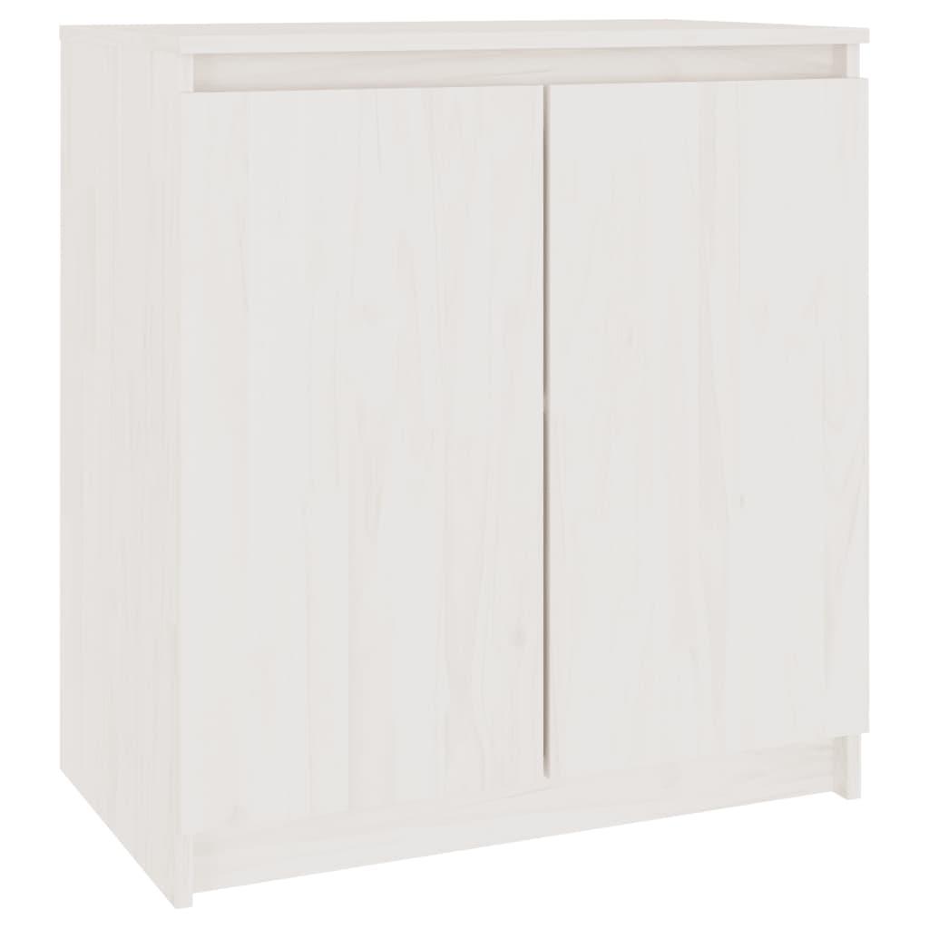 Side Cabinet White 60x36x65 cm Solid Wood Pine