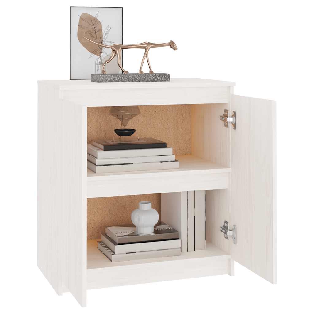 Side Cabinet White 60x36x65 cm Solid Wood Pine
