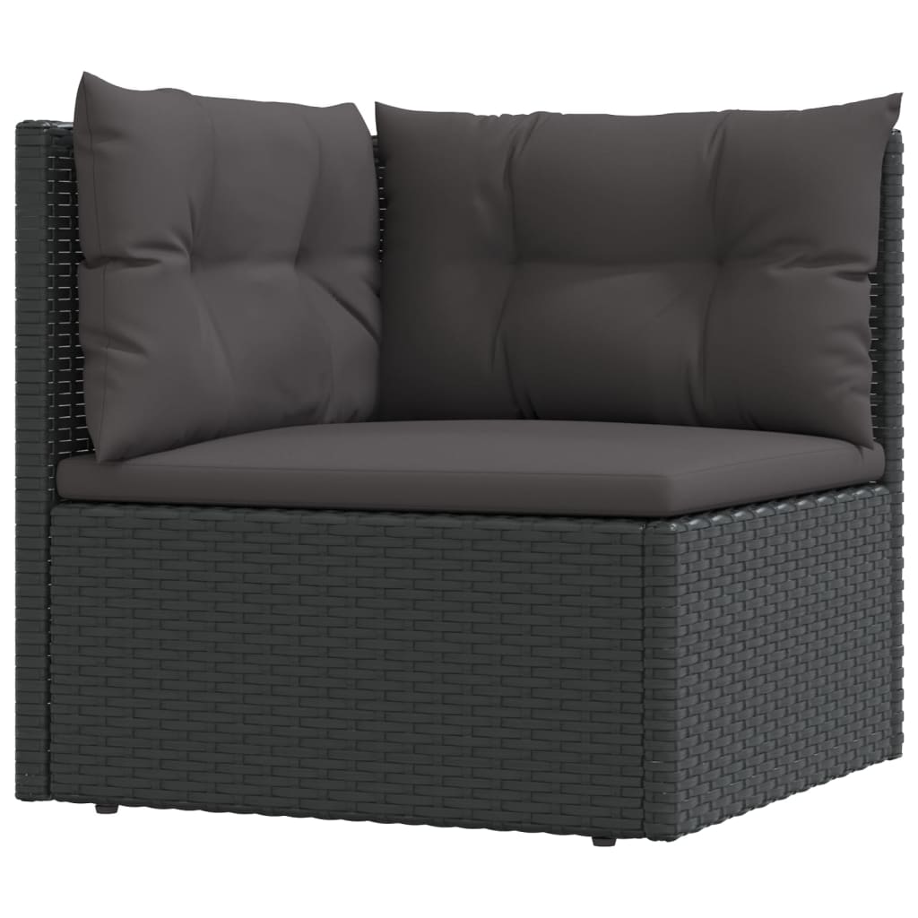 10 Piece Outdoor Sofa Set with Cushions Black Poly Rattan