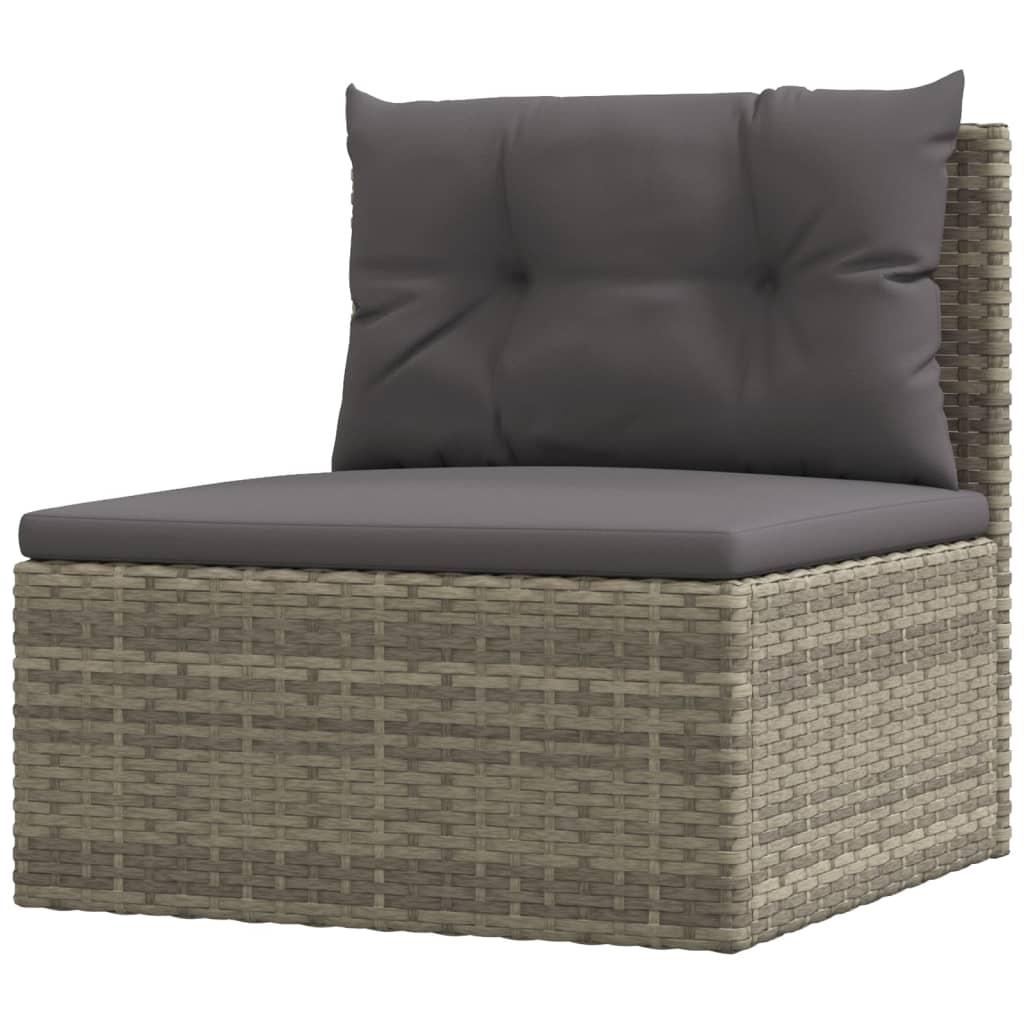 8 Piece Garden Lounge Set with Cushions Grey Poly Rattan