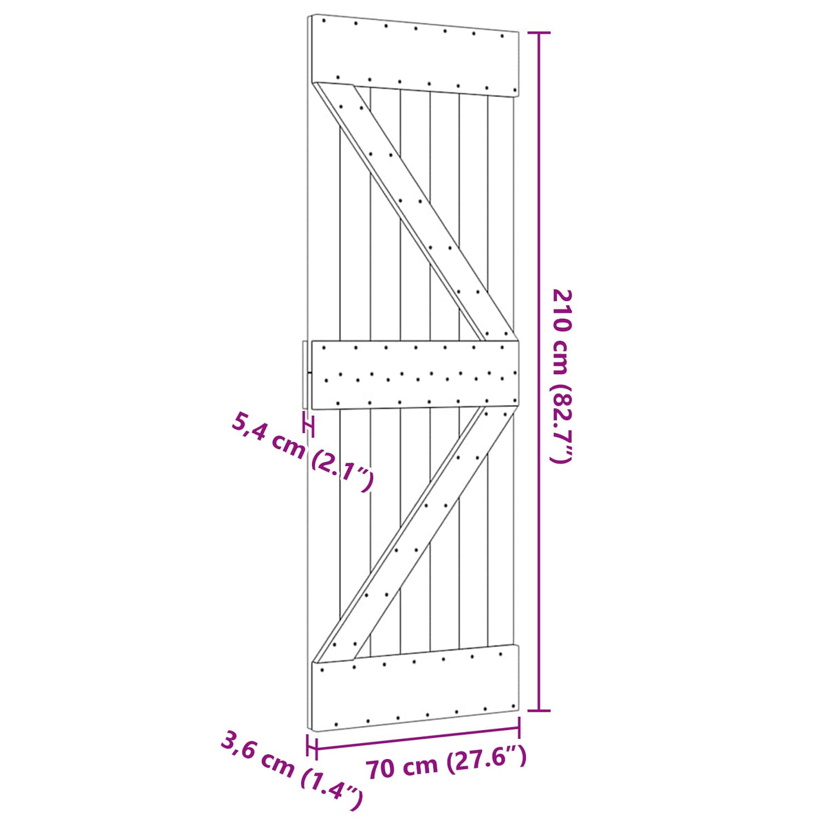 Door NARVIK Natural 70 x 210 cm Solid Pine Wood