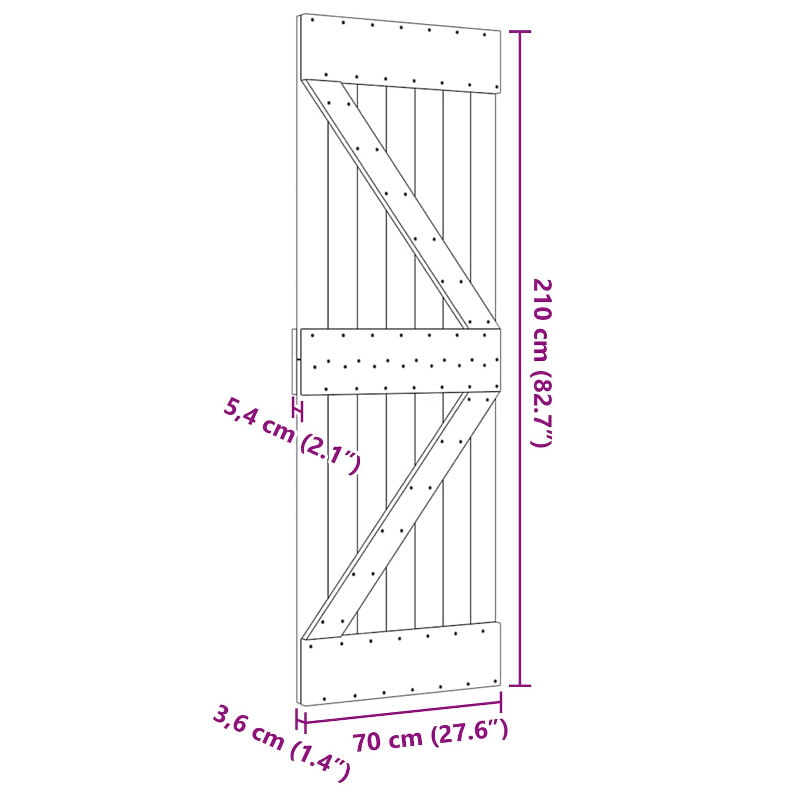 Door NARVIK Natural 70 x 210 cm Solid Pine Wood