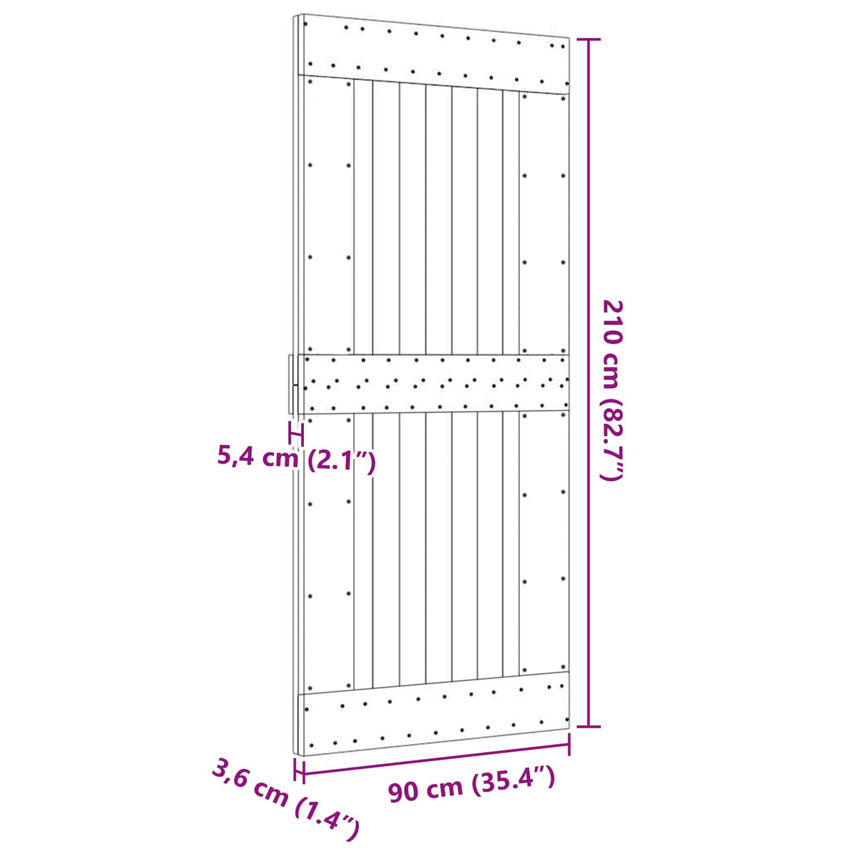 Door NARVIK Natural 90 x 210 cm Solid Pine Wood