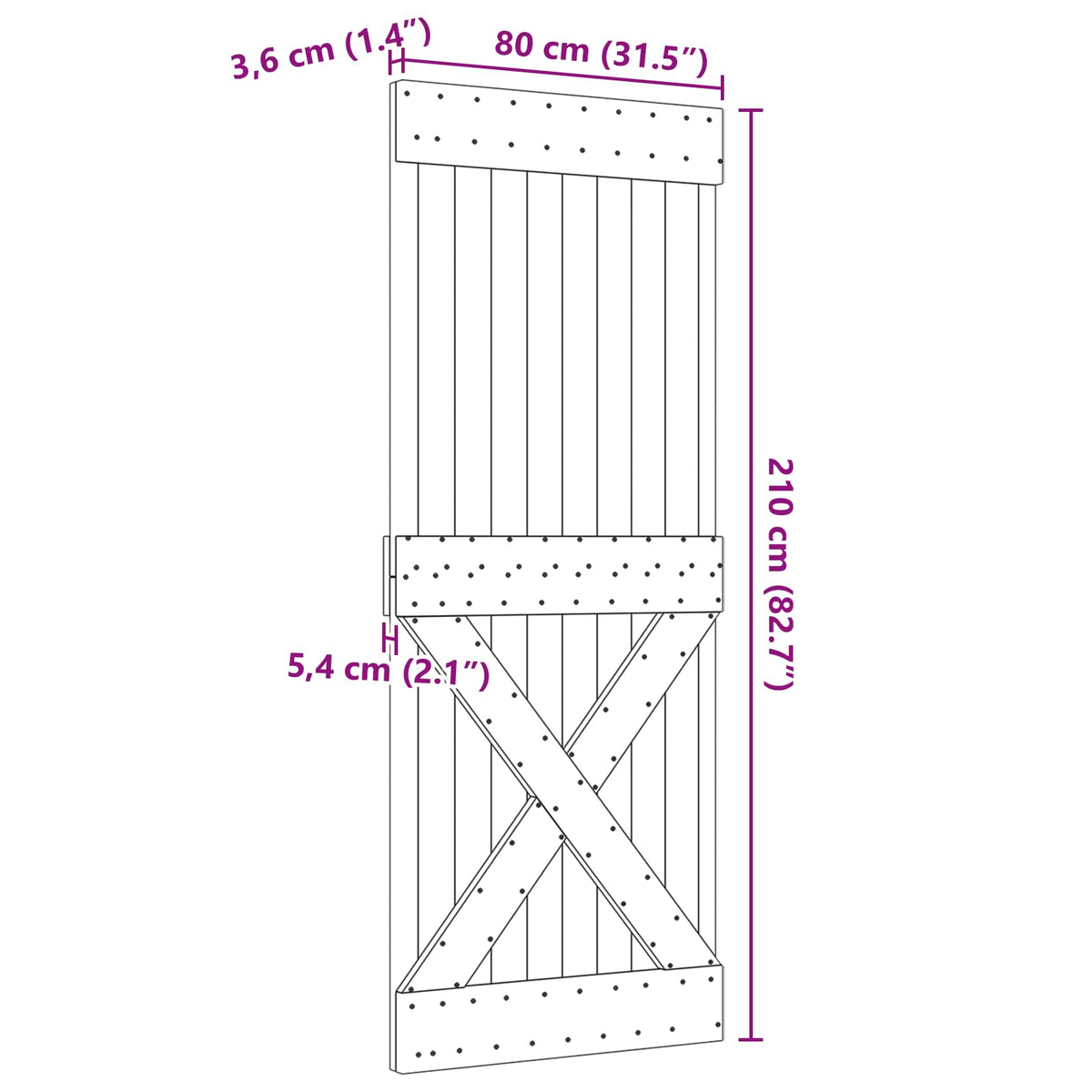 Door NARVIK Natural 80 x 210 cm Solid Pine Wood
