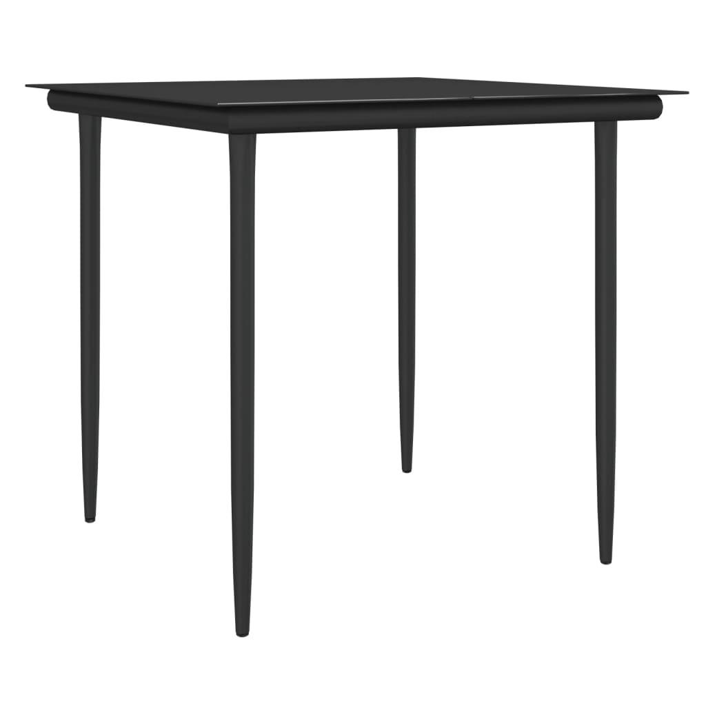 3 Piece Garden Dining Set with Cushions Poly Rattan and Steel