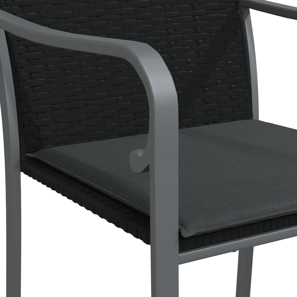 7 Piece Garden Dining Set with Cushions Poly Rattan and Steel