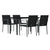 5 Piece Garden Dining Set with Cushions Poly Rattan and Steel