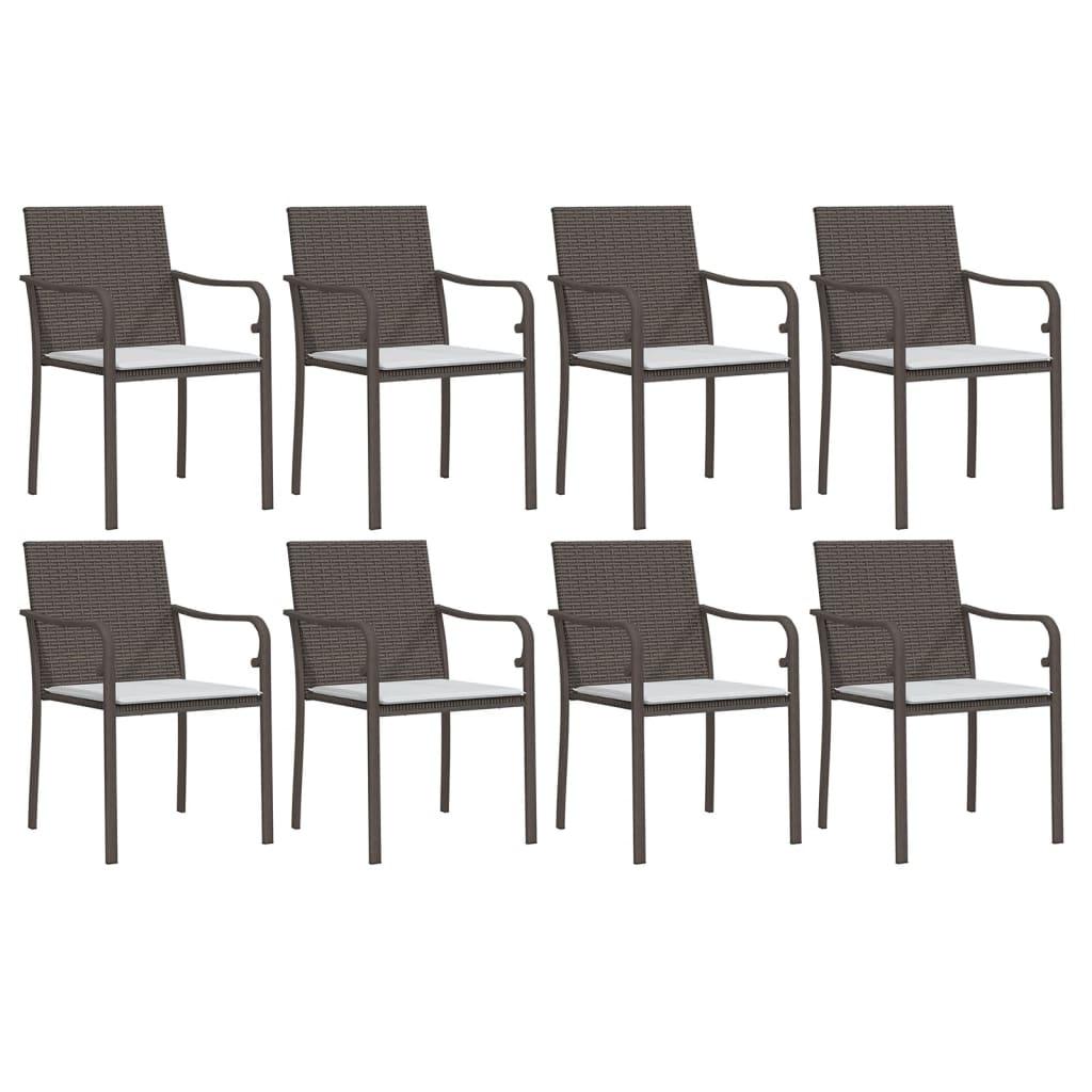 9 Piece Garden Dining Set with Cushions Poly Rattan and Steel