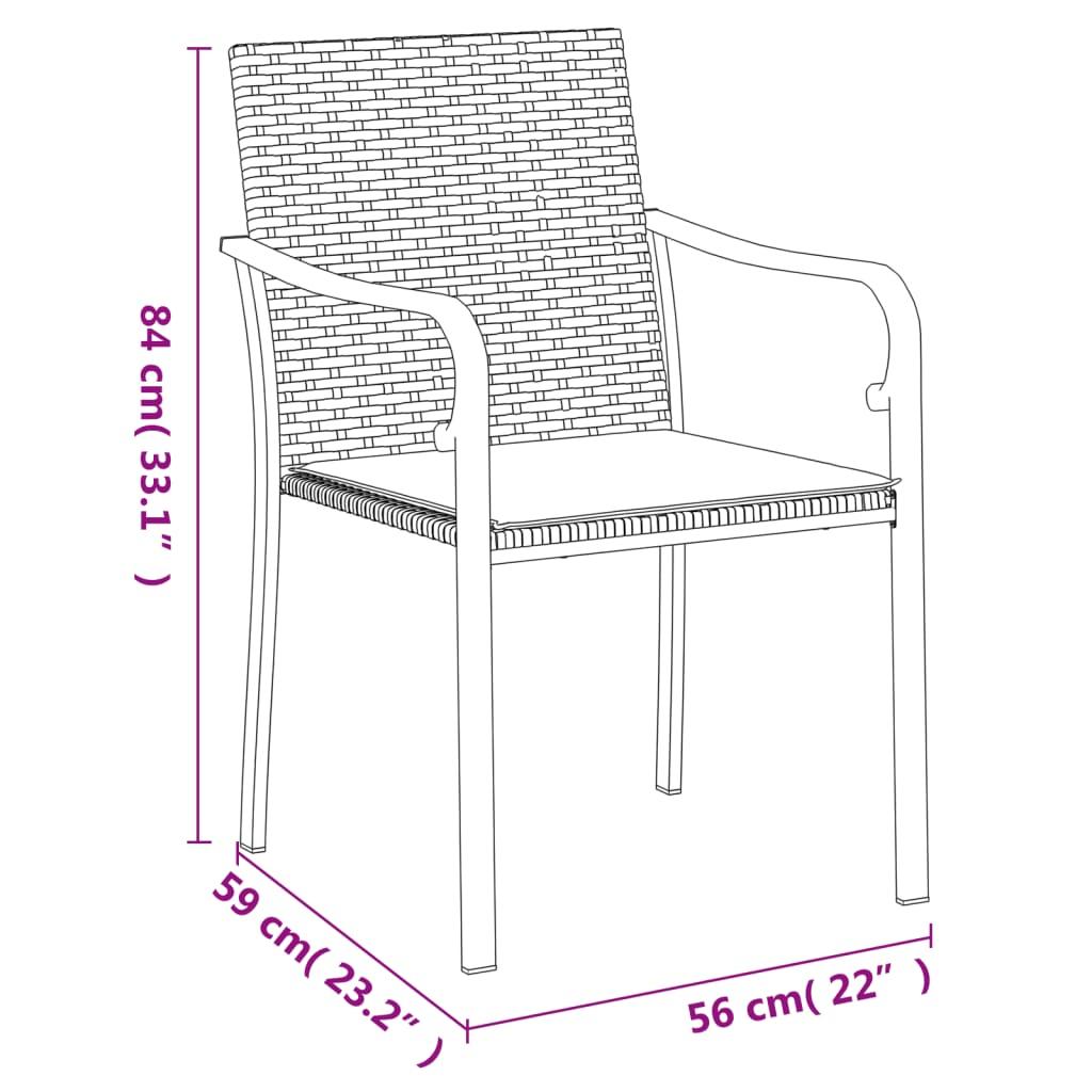 9 Piece Garden Dining Set with Cushions Poly Rattan and Steel