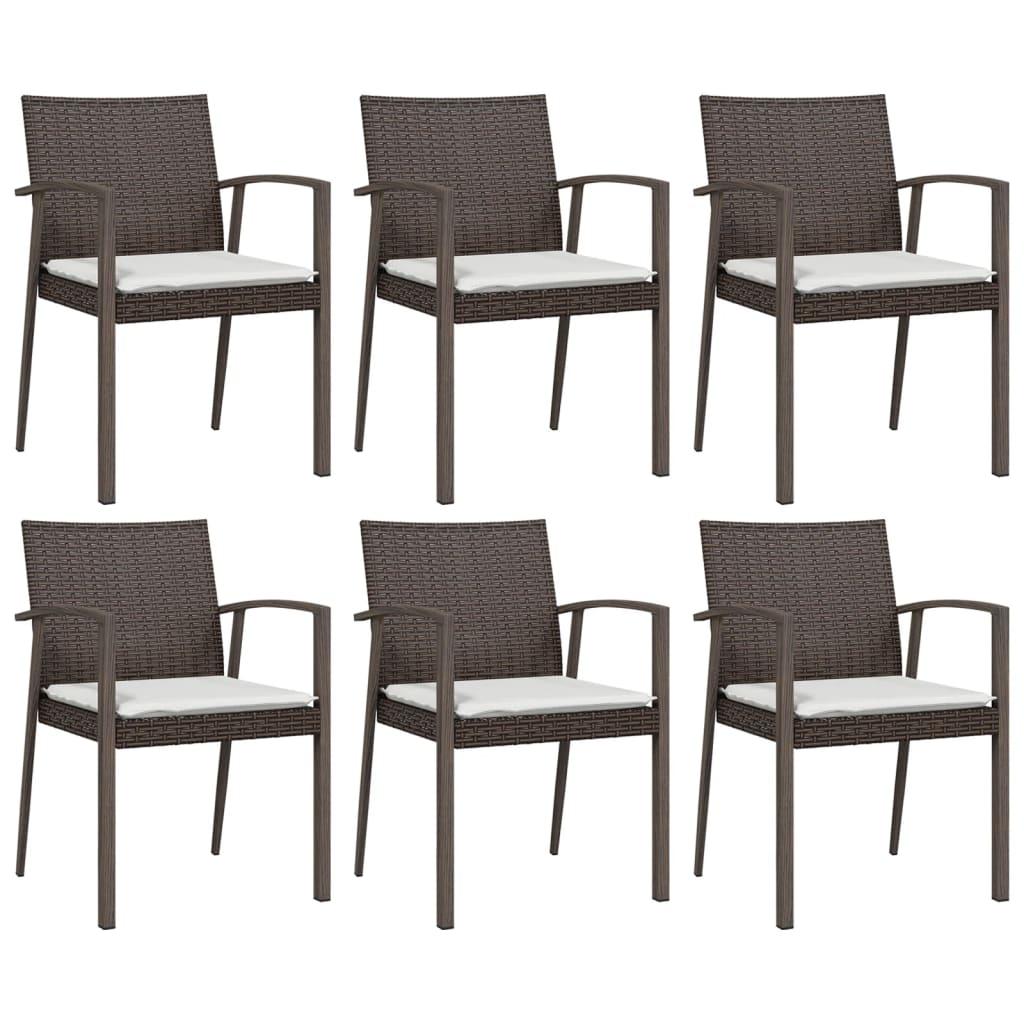 7 Piece Garden Dining Set with Cushions Poly Rattan and Steel