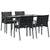 5 Piece Garden Dining Set with Cushions Poly Rattan and Steel