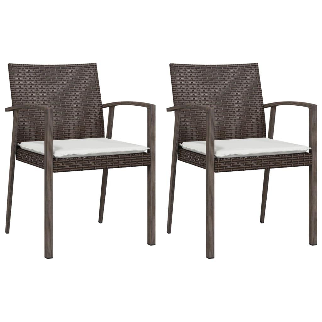 3 Piece Garden Dining Set with Cushions Poly Rattan and Steel