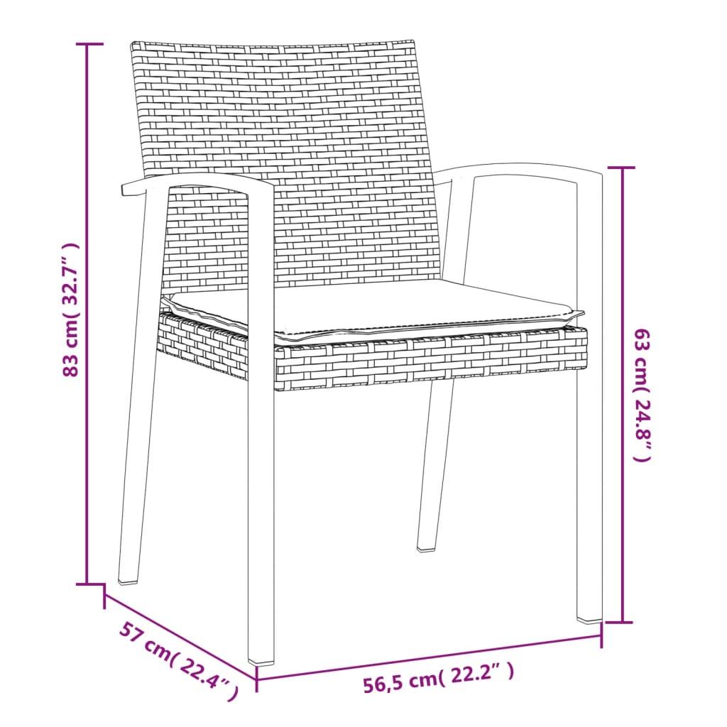 3 Piece Garden Dining Set with Cushions Poly Rattan and Steel