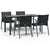 5 Piece Garden Dining Set with Cushions Poly Rattan and Steel