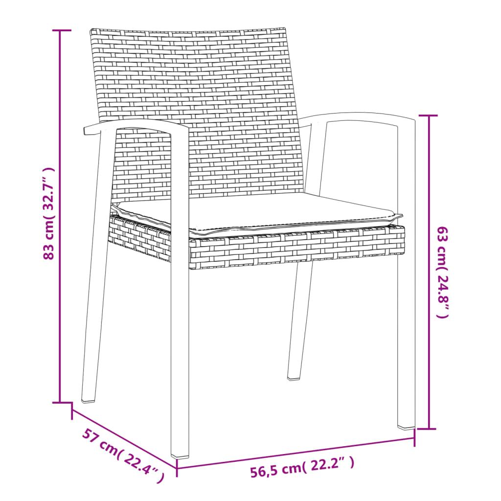 5 Piece Garden Dining Set with Cushions Poly Rattan and Steel