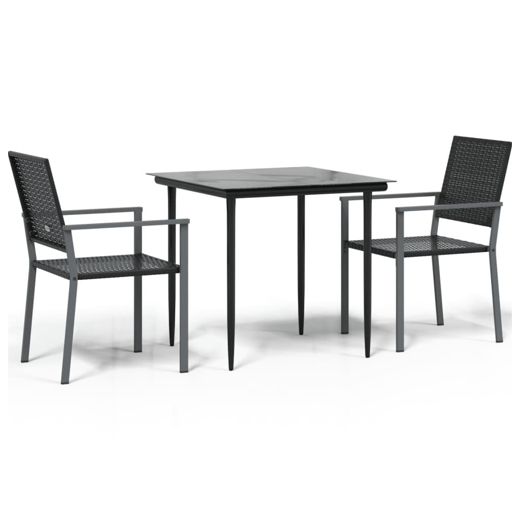 3 Piece Garden Dining Set Poly Rattan and Steel