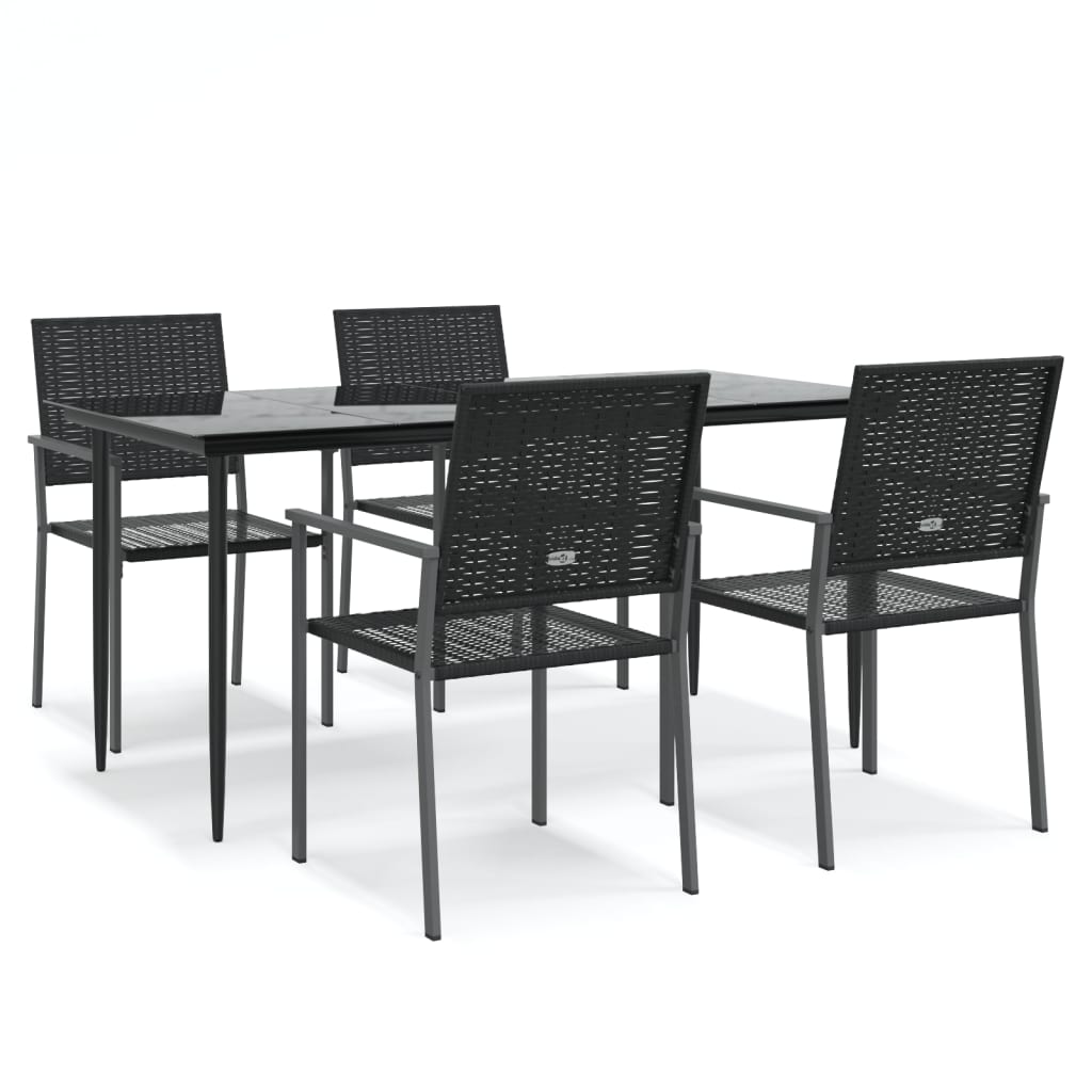 5 Piece Garden Dining Set Poly Rattan and Steel