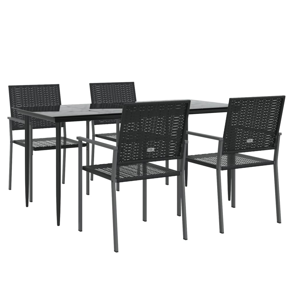 5 Piece Garden Dining Set Poly Rattan and Steel