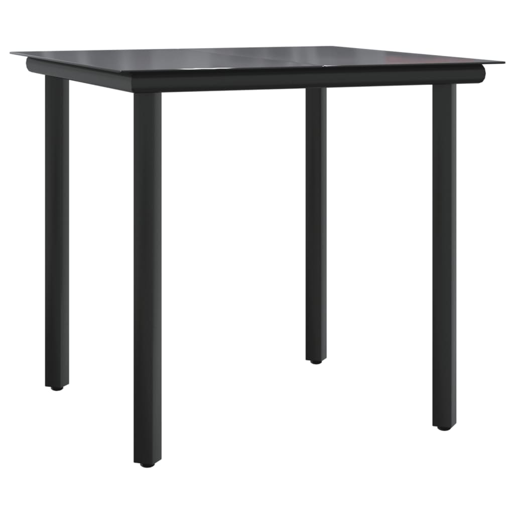 5 Piece Garden Dining Set Black Textilene and Steel