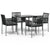 5 Piece Garden Dining Set with Cushions Black Poly Rattan and Steel