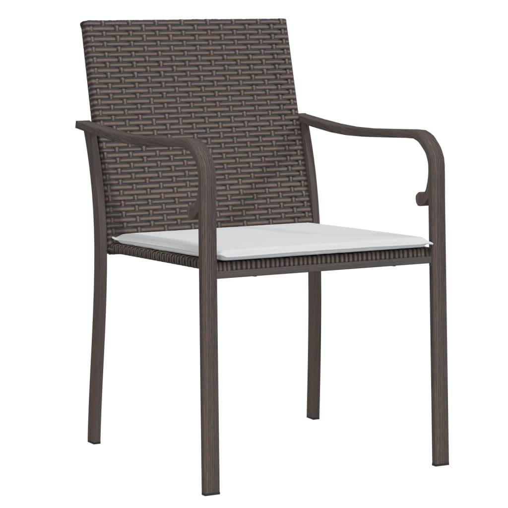 Garden Chairs with Cushions 4 pcs Brown 56x59x84 cm Poly Rattan