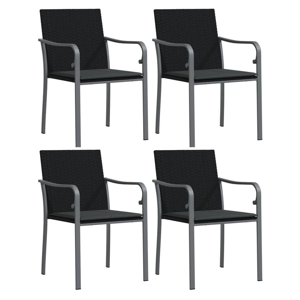 Garden Chairs with Cushions 4 pcs Black 56x59x84 cm Poly Rattan