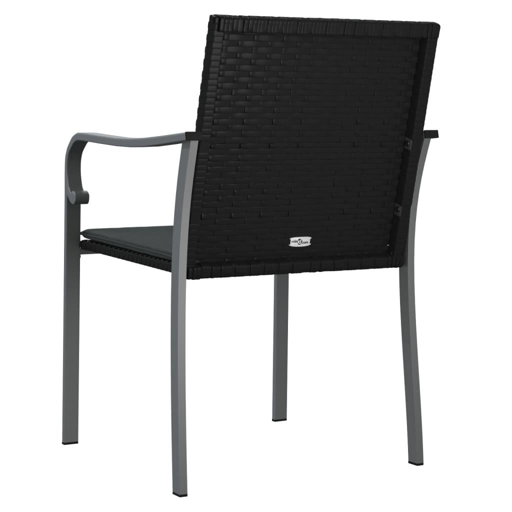 Garden Chairs with Cushions 4 pcs Black 56x59x84 cm Poly Rattan