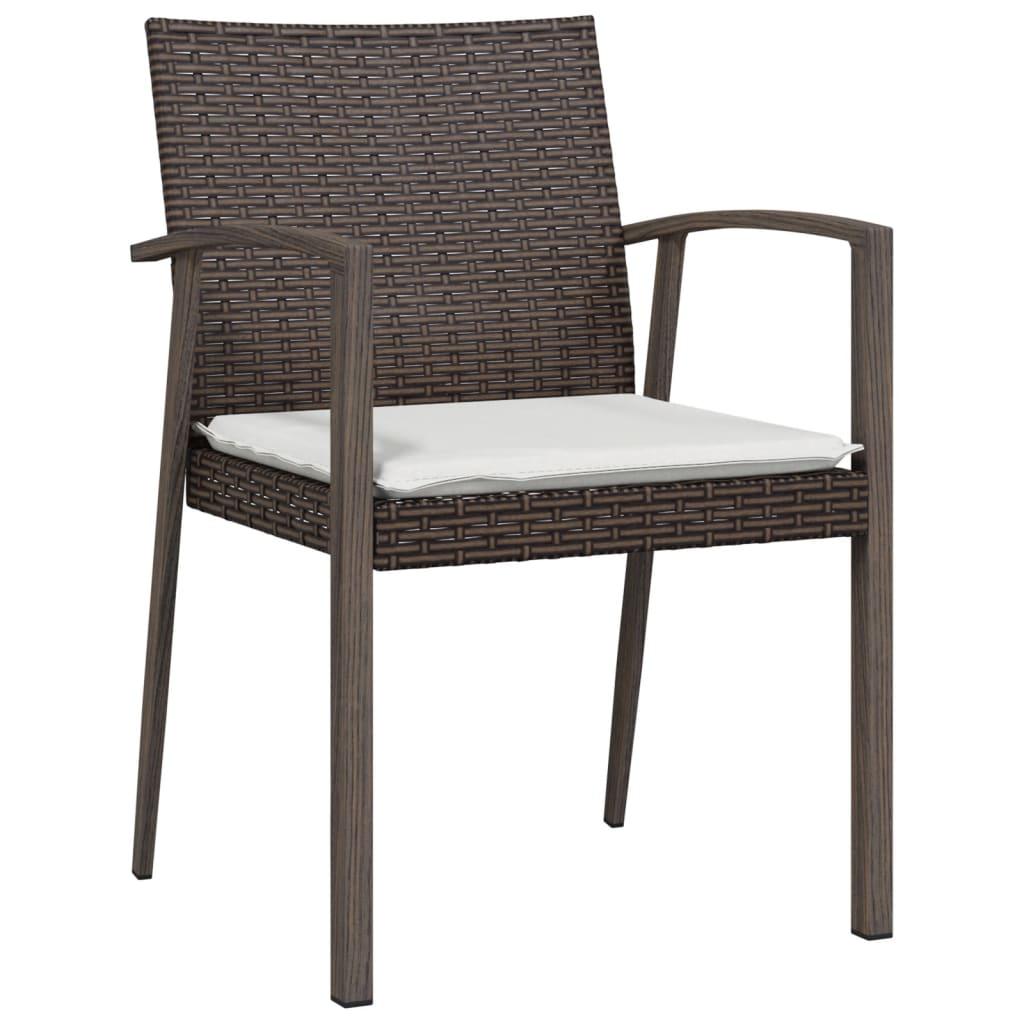 Garden Chairs with Cushions 4 pcs Brown 56.5x57x83 cm Poly Rattan