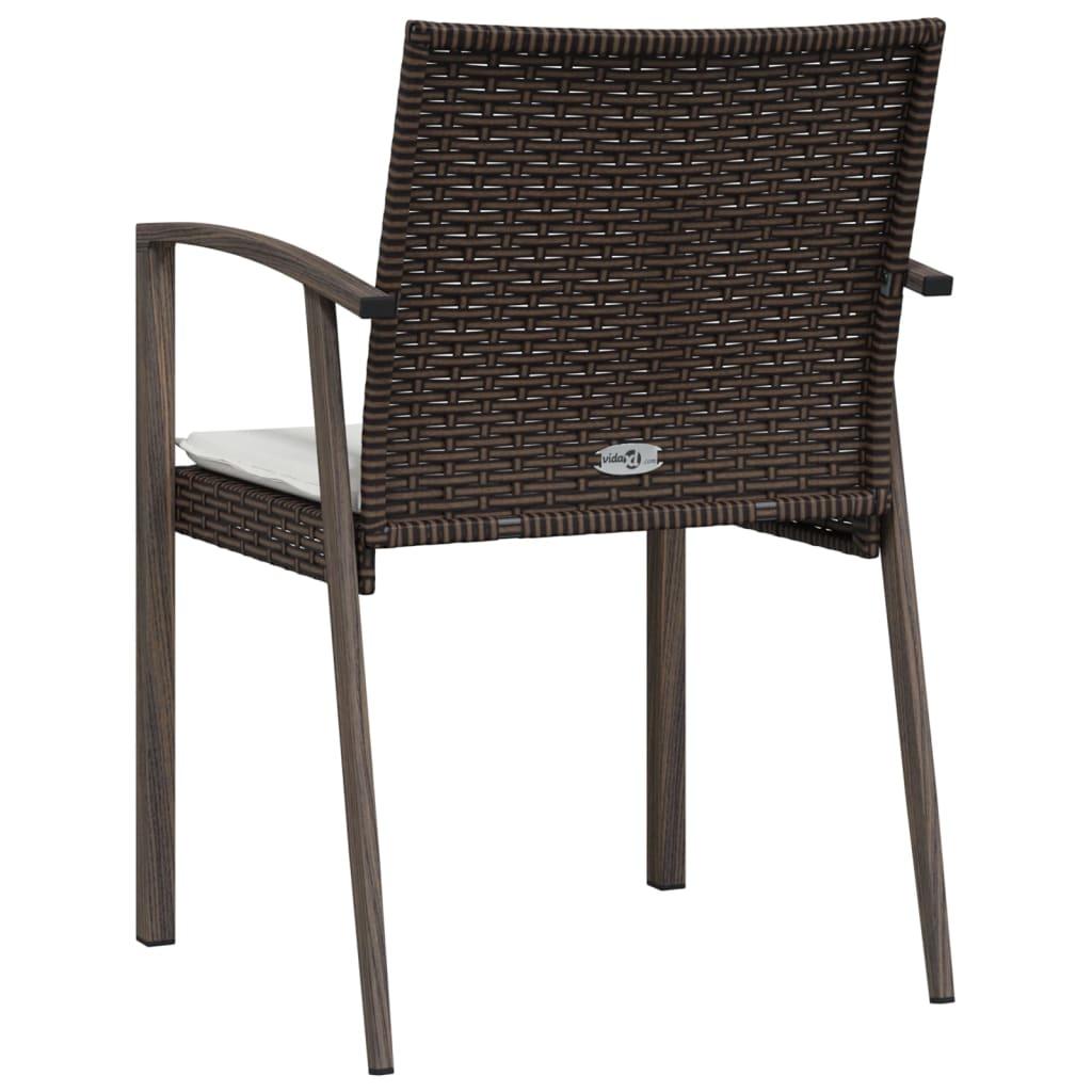 Garden Chairs with Cushions 4 pcs Brown 56.5x57x83 cm Poly Rattan