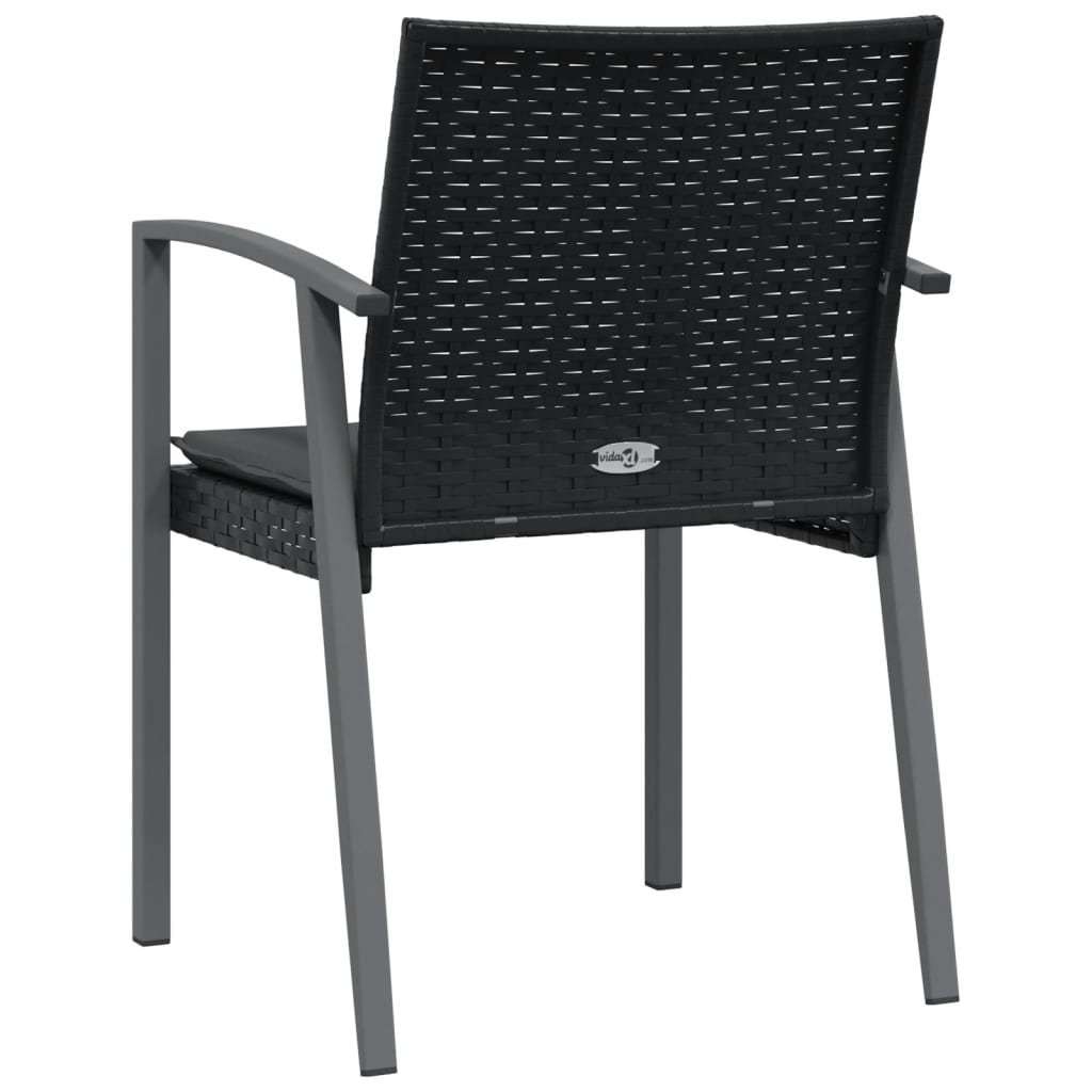 Garden Chairs with Cushions 6 pcs Black 56.5x57x83 cm Poly Rattan