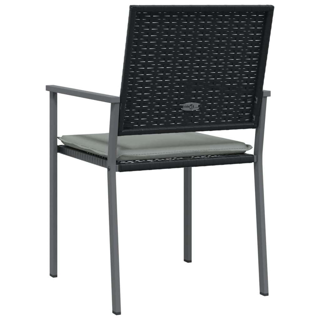 Garden Chairs with Cushions 4 pcs Black 54x62.5x89 cm Poly Rattan