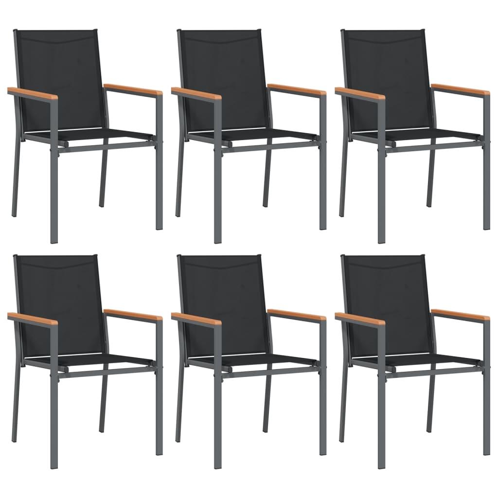 Garden Chairs 6 pcs Black 55x61.5x90 cm Textilene and Steel
