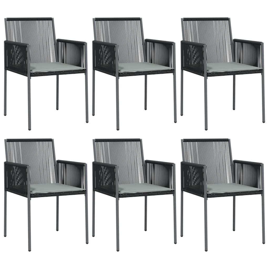 Garden Chairs with Cushions 6 pcs Black 54x60.5x83.5 cm Poly Rattan