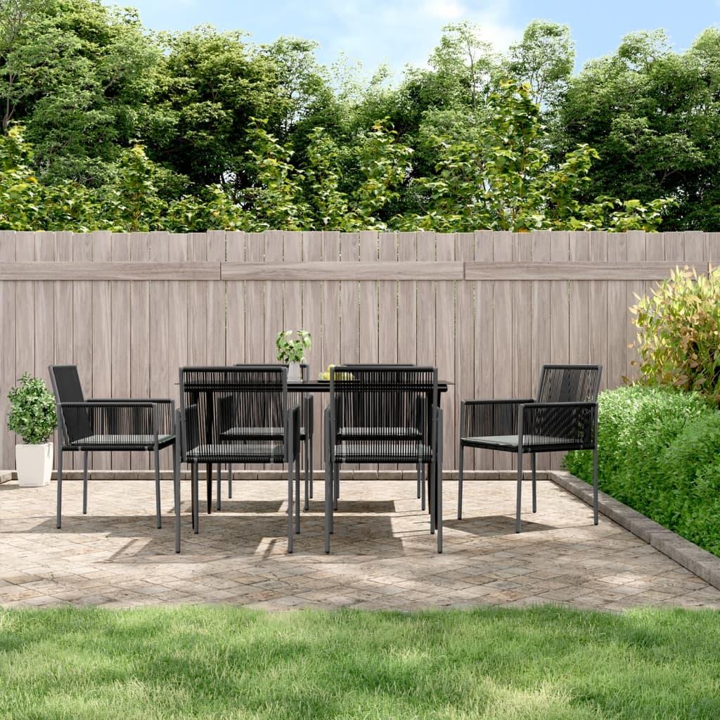 Garden Chairs with Cushions 6 pcs Black 54x60.5x83.5 cm Poly Rattan