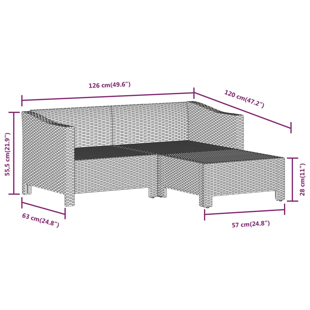 5 Piece Garden Lounge Set with Cushions Grey Poly Rattan