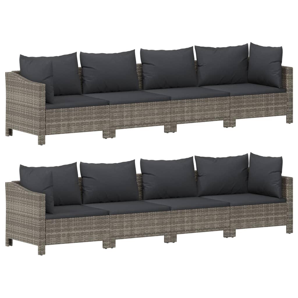 9 Piece Garden Lounge Set with Cushions Grey Poly Rattan